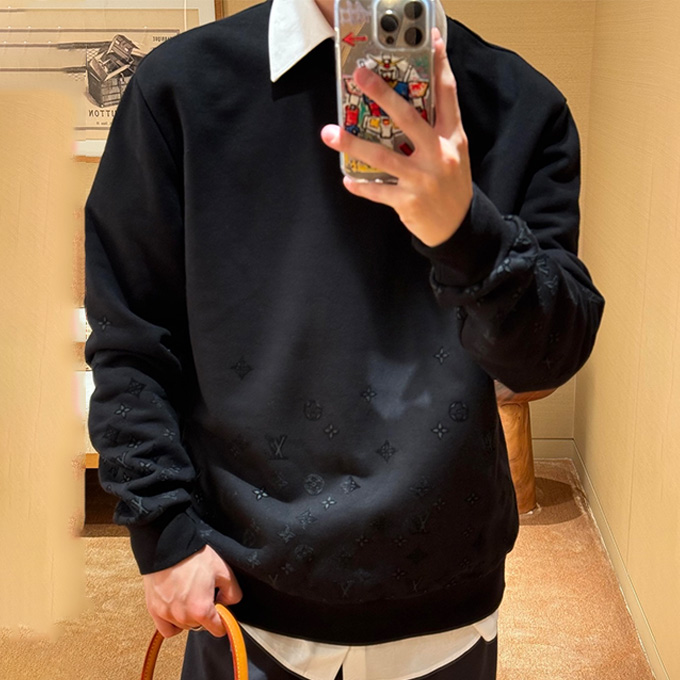 lv louis vuitton gradient monogram flocking crew neck sweatshirt